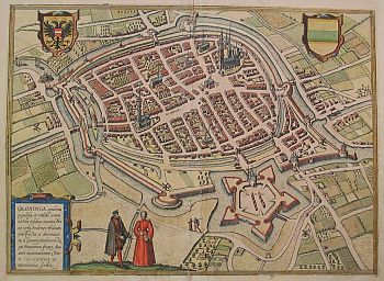 Plattegrond van Groningen (uit de stedenatlas van Braun & Hogenberg, 1575)