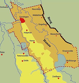 Drenterwolde ligt tussen de Hunze en de Borg